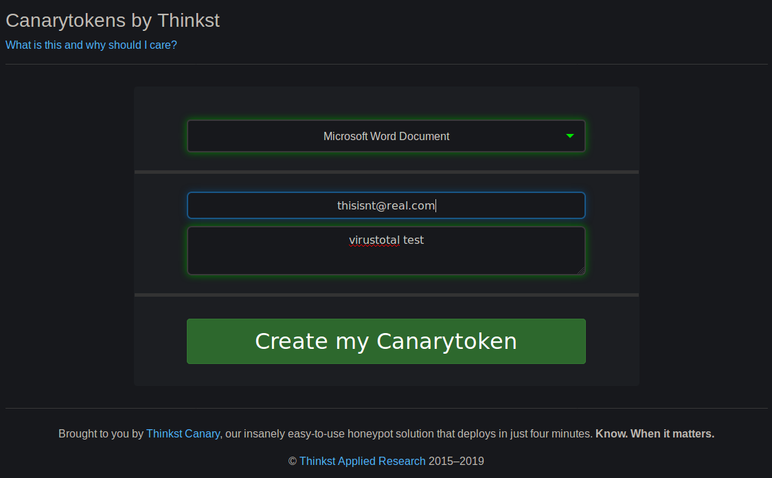 Canary Token Setup